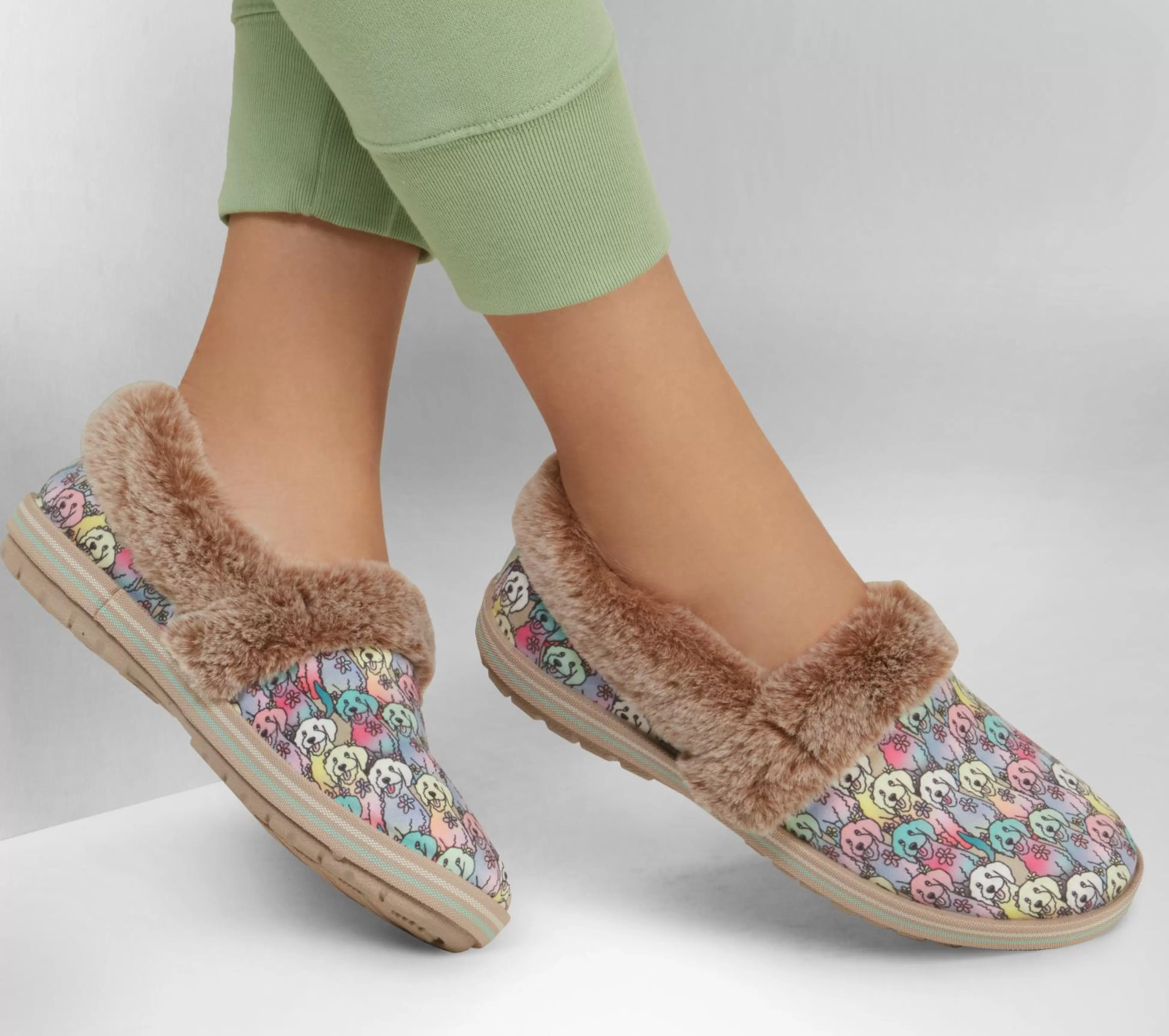 SKECHERS Pantoffels^BOBS Too Cozy - Winter Howl NATUURLIJK / MULTI