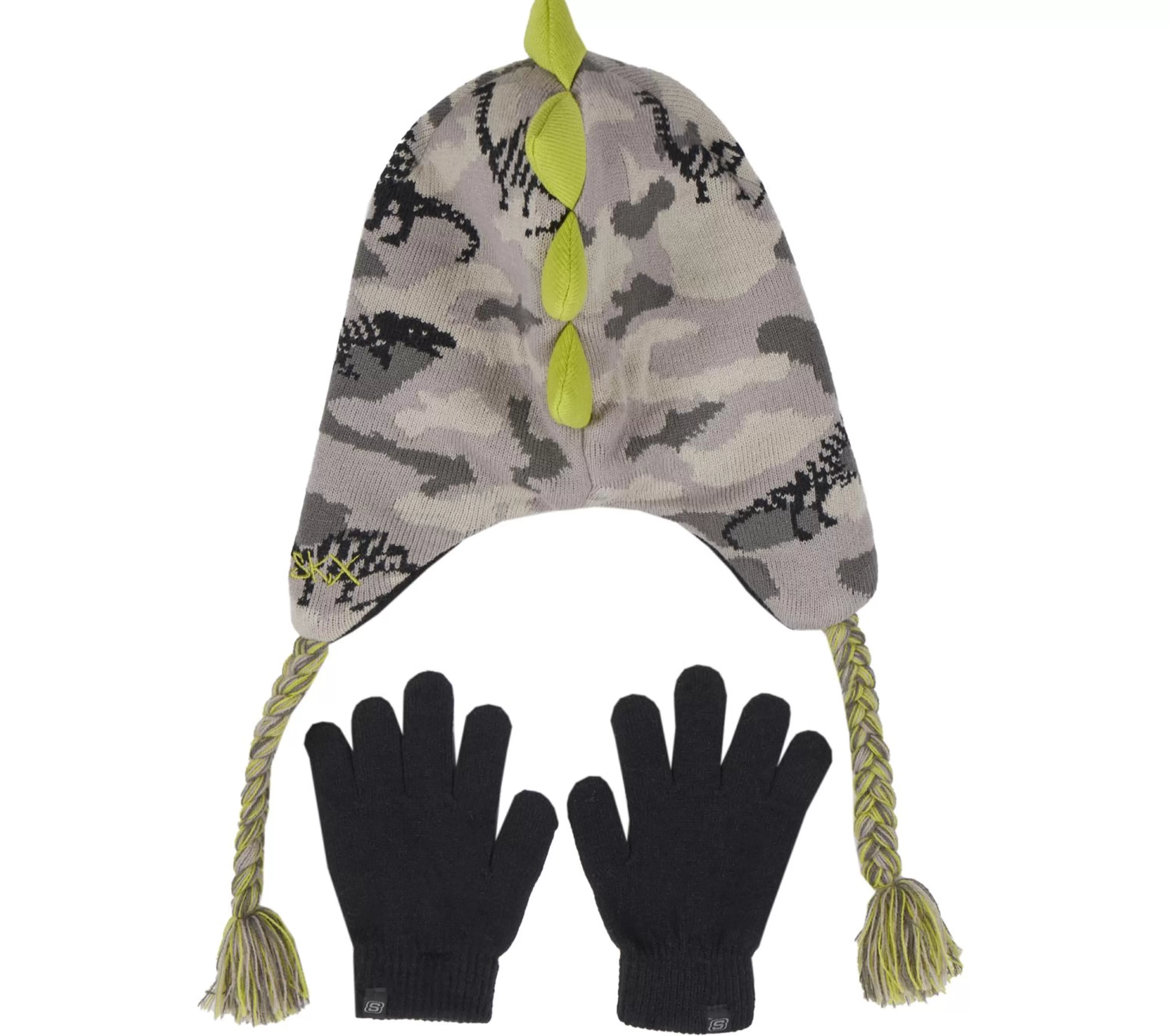 SKECHERS Petten | Petten^Dino Camo Jacquard Hat And Glove Set GROEN