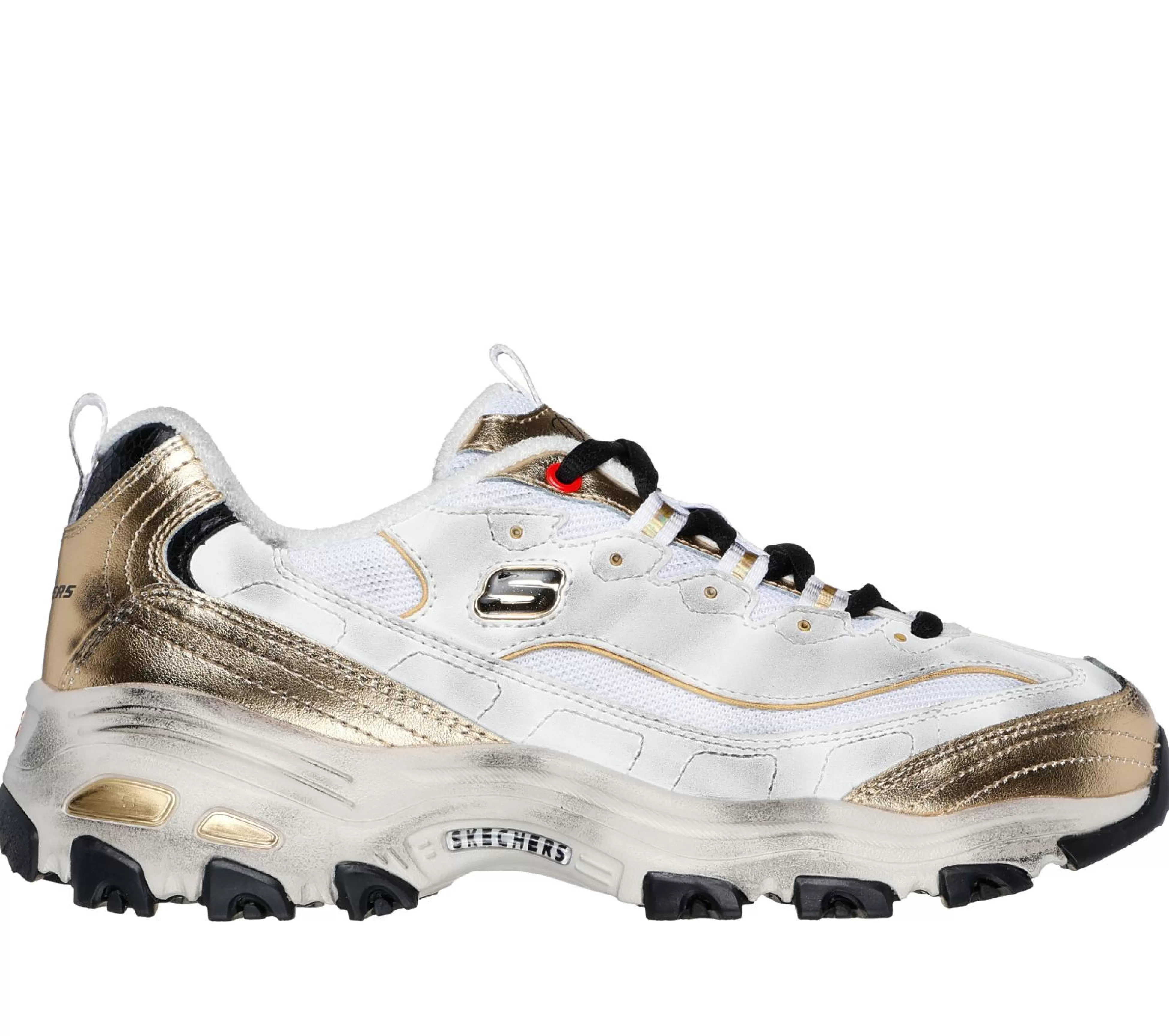 SKECHERS Veterschoenen | Casual Sneakers^D'Lites - Vintage Vision WIT / ZWART / GOUD