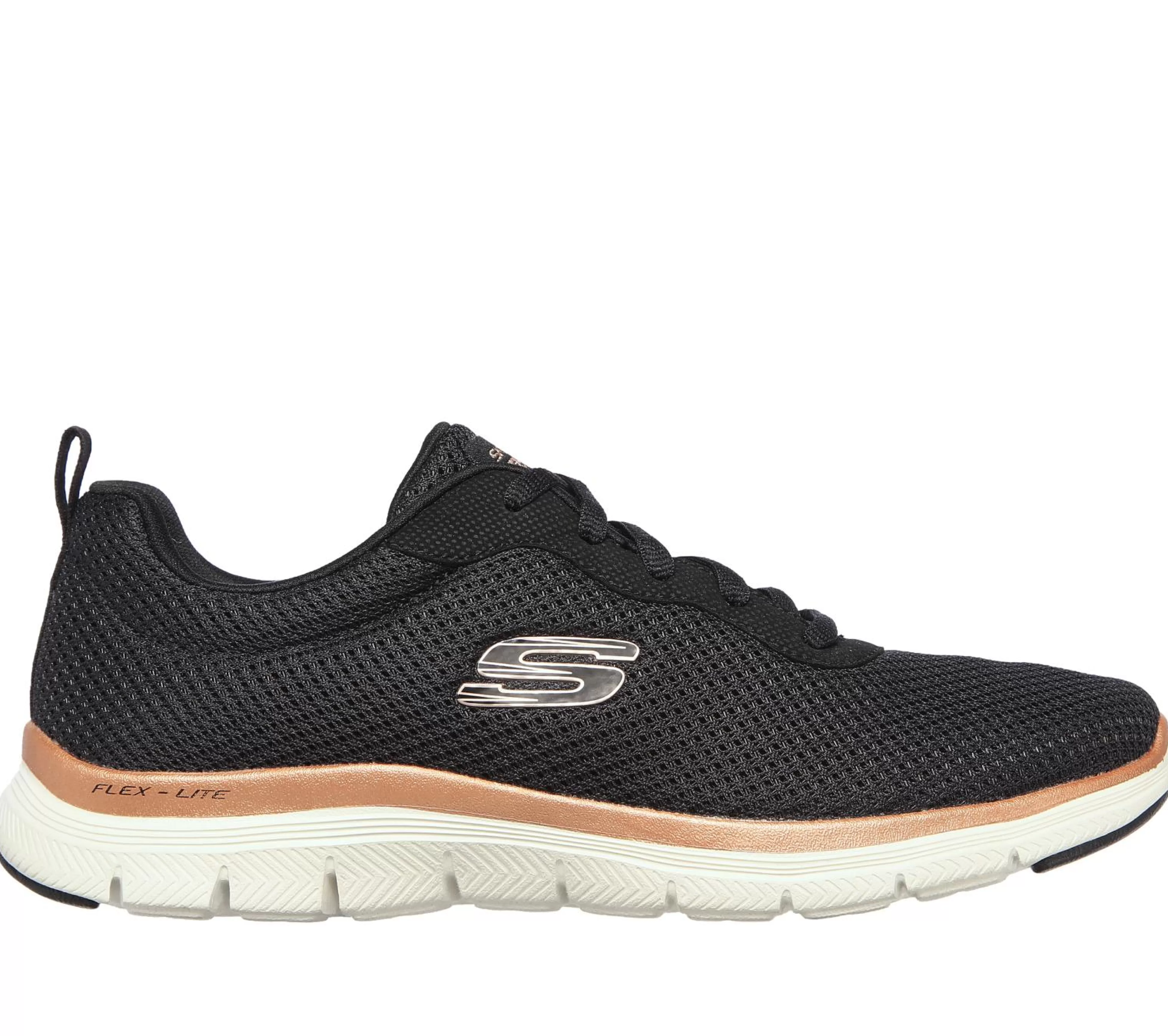 SKECHERS Veterschoenen | Sportieve Sneakers^Flex Appeal 4.0 - Brilliant View ZWART / ROOS GOUD