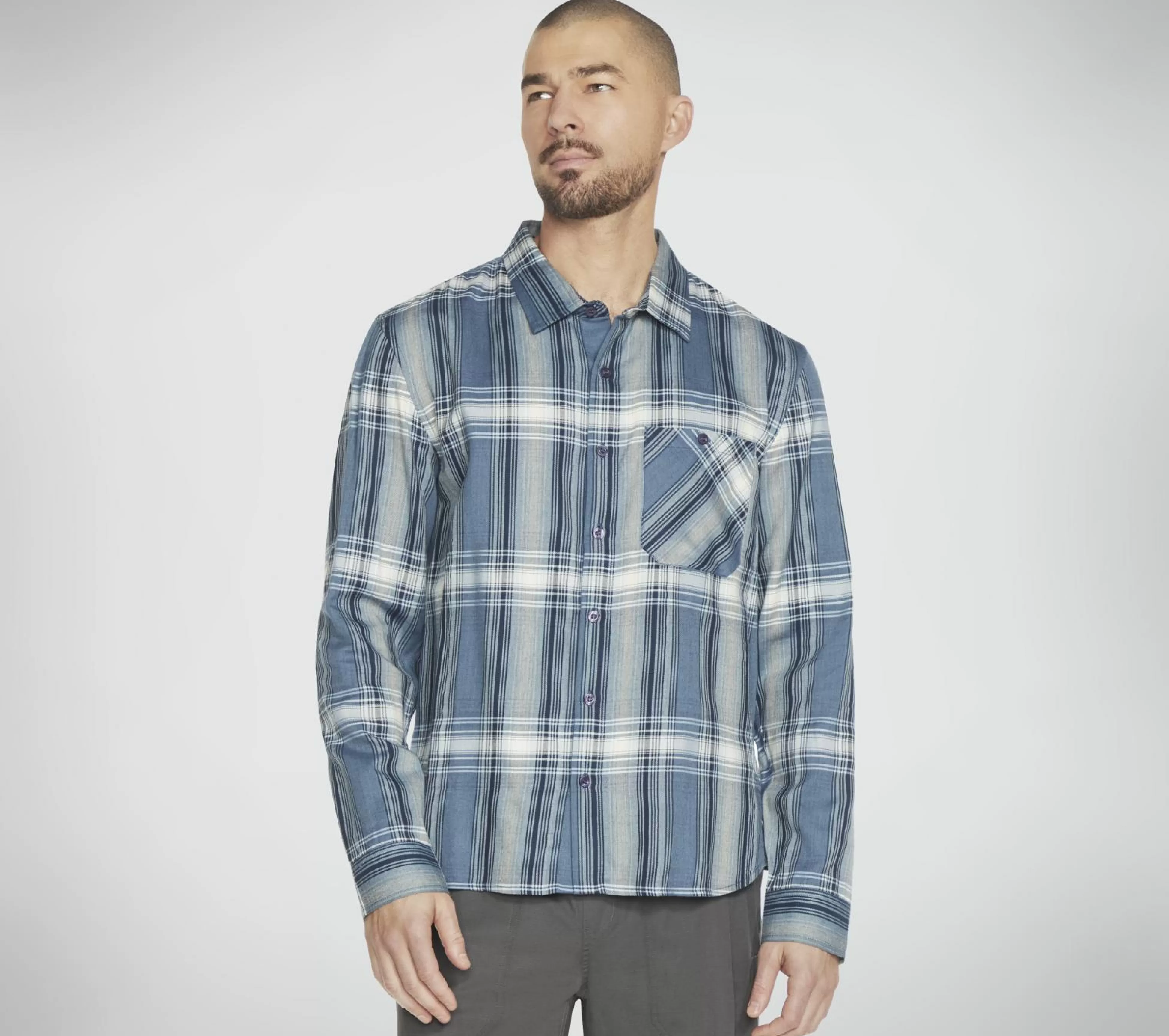 SKECHERS Tops | Tops^GO DRI Ridgetop Button Down Shirt DENIM