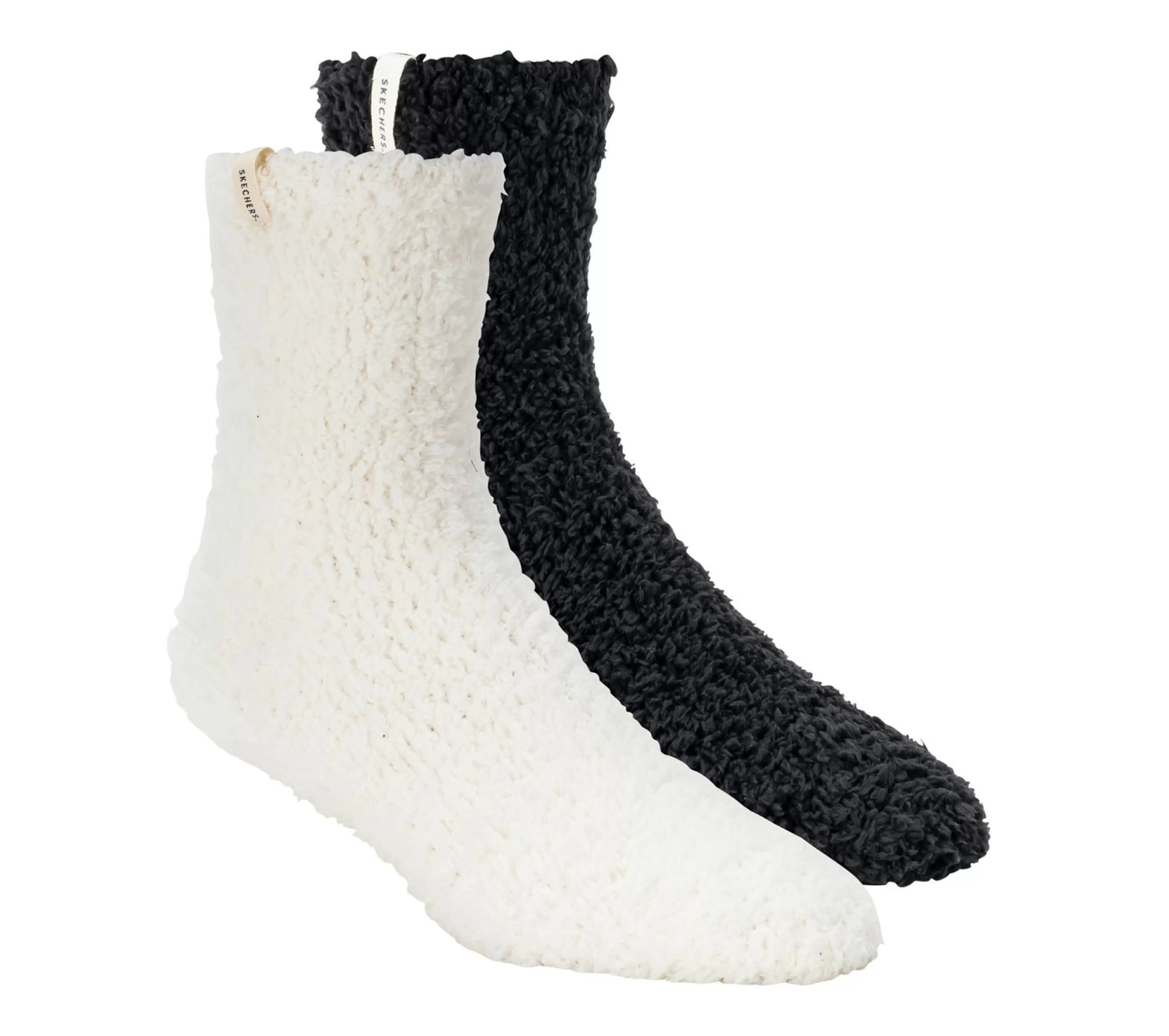 SKECHERS Accessoires^GO LOUNGE Furry Crew Socks - 2 Pack WIT / ZWART