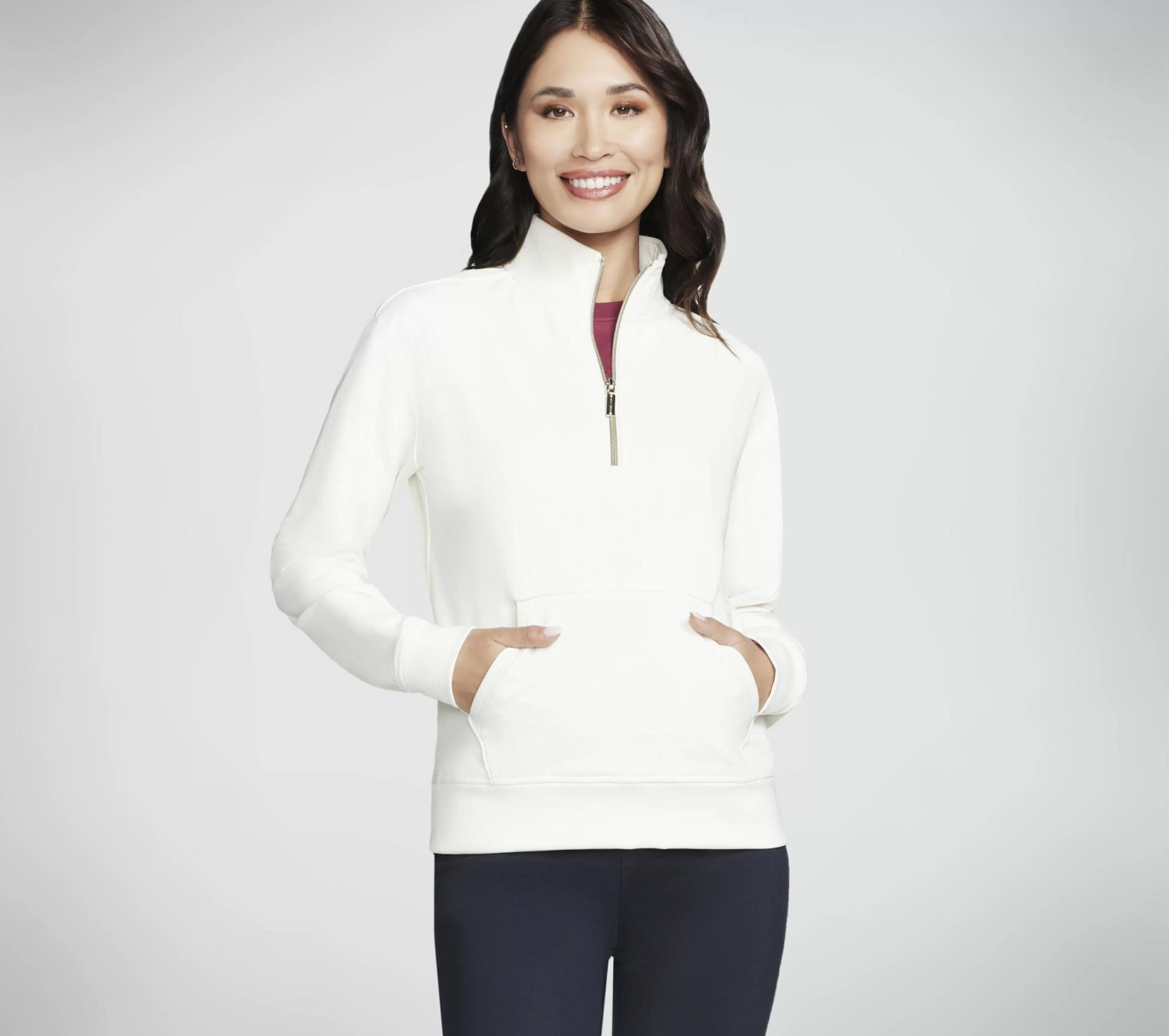 SKECHERS Tops | Tops^GO LUXE Rib 1/4 Zip GEBROKEN WIT