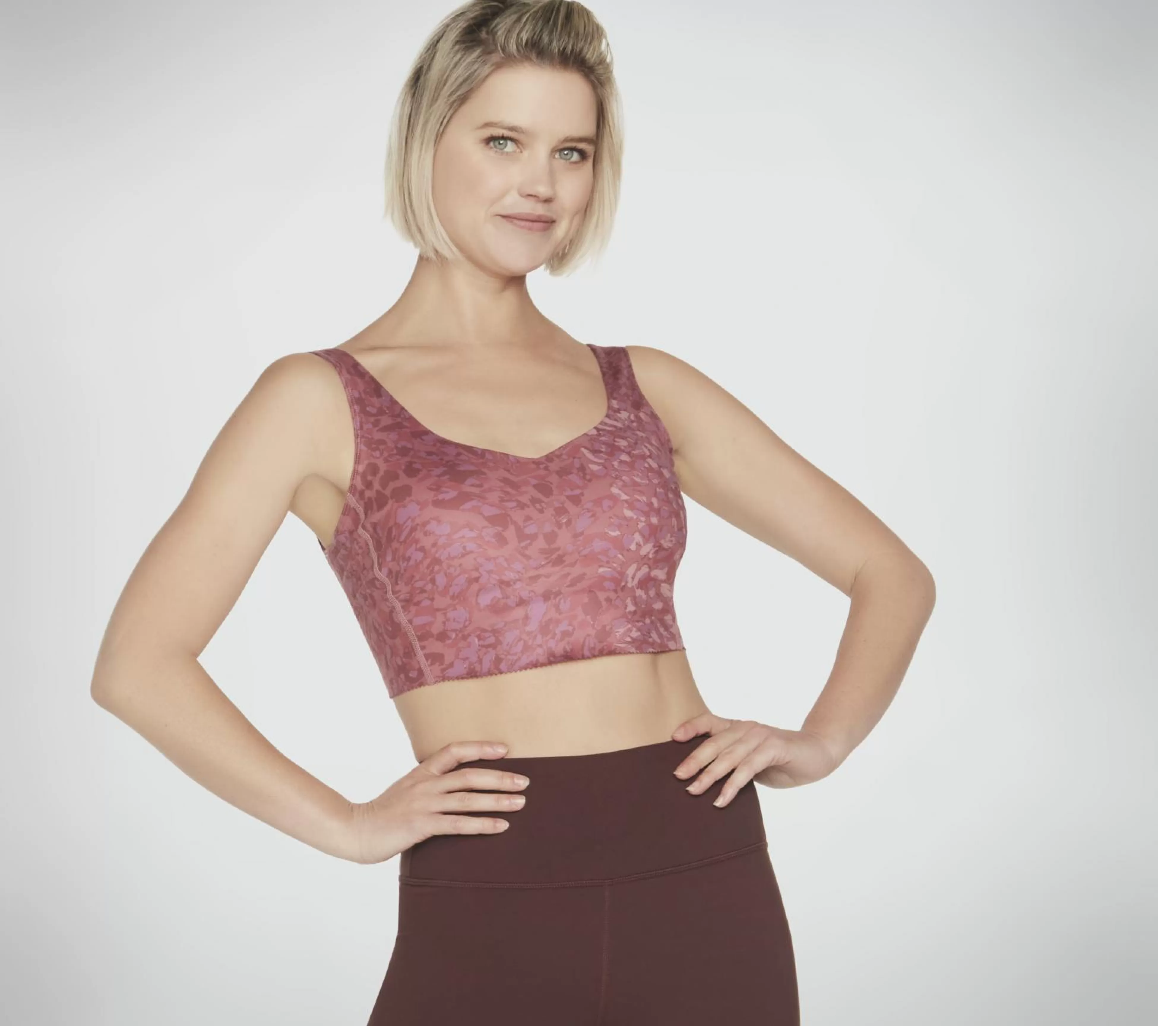 SKECHERS Tops | Tops^GOSCULPT Leopard Longline Bra MAUVE / PURPER