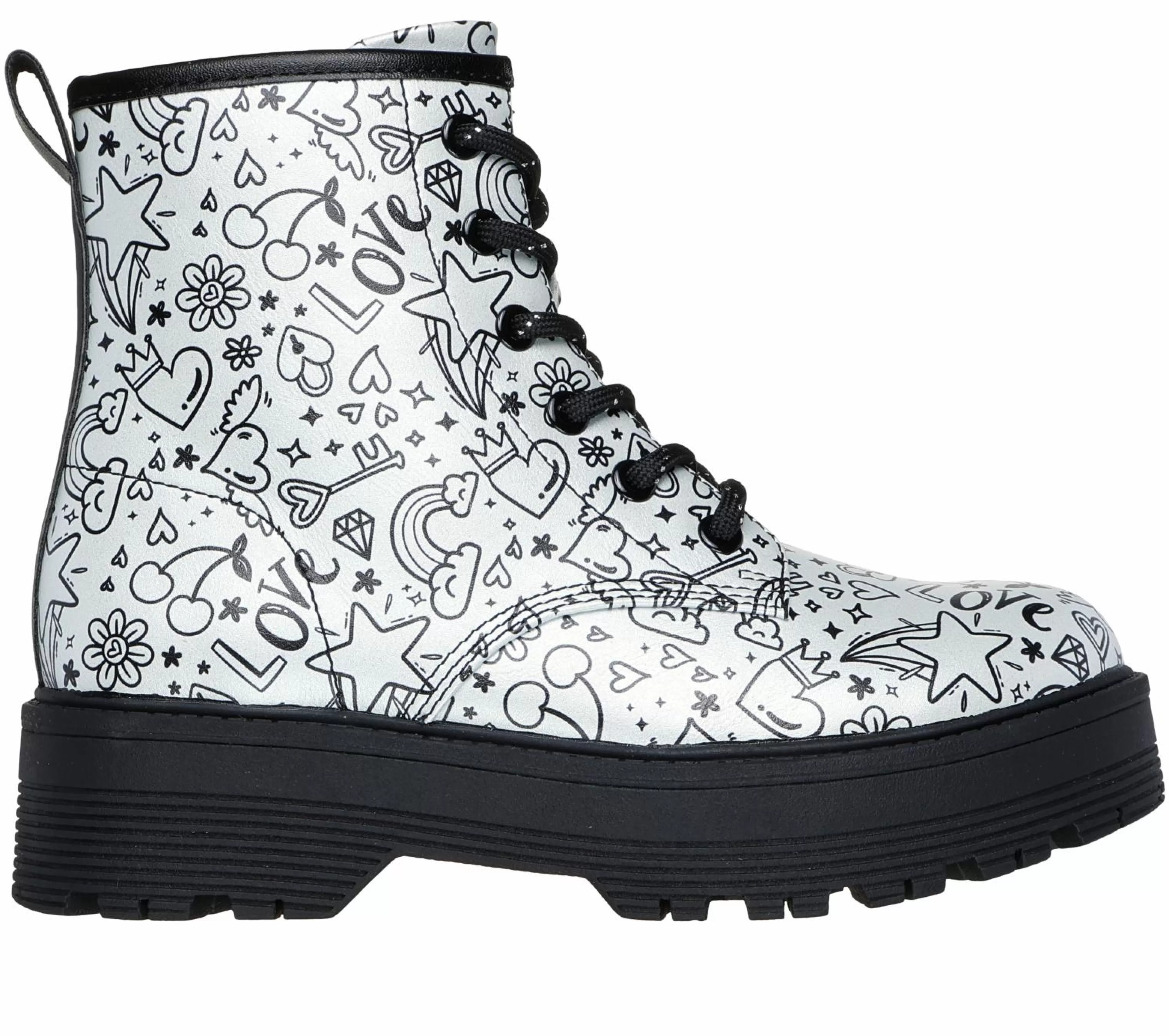 SKECHERS Boots^Gravlen Hi - Doodle Down ZILVER / ZWART