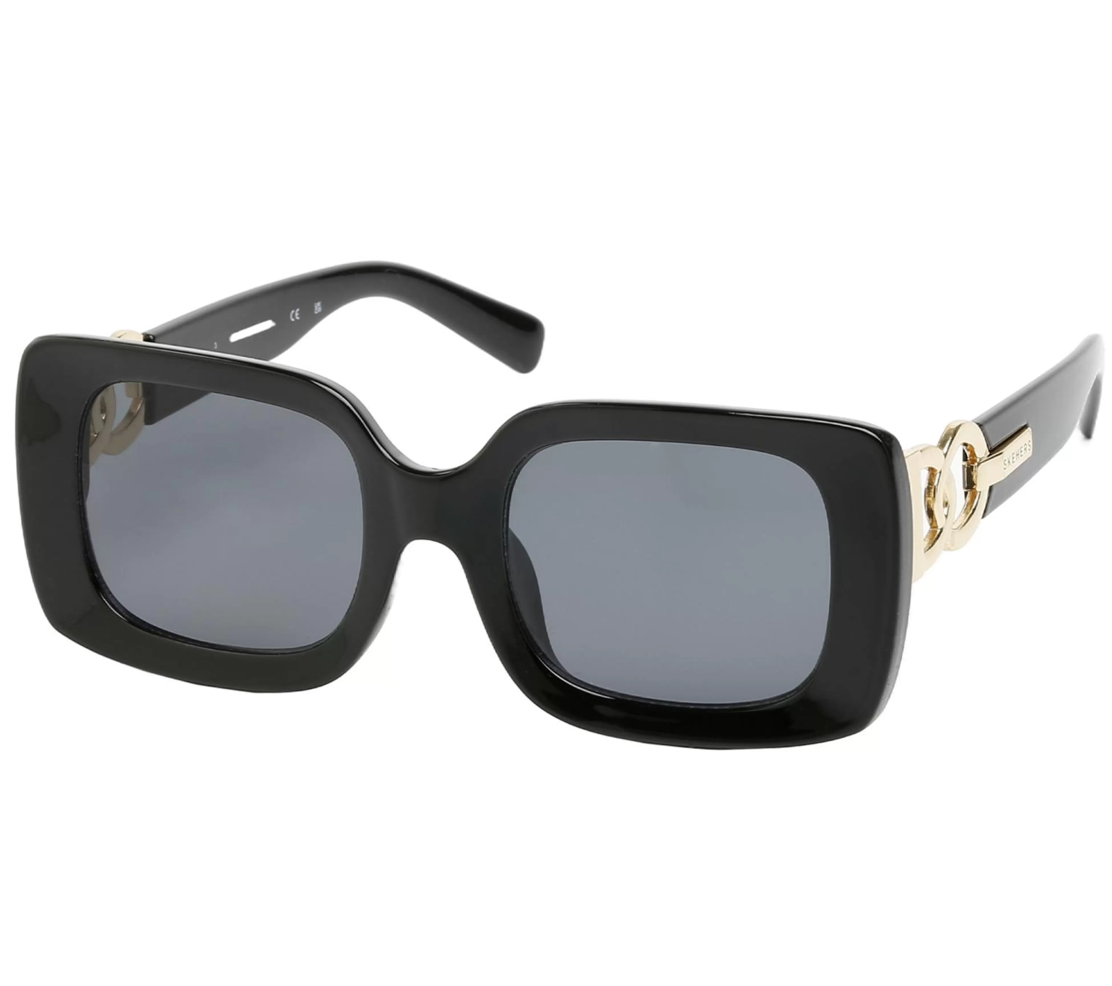 SKECHERS Zonnebrillen^Rectangle Sunglasses ZWART / GOUD