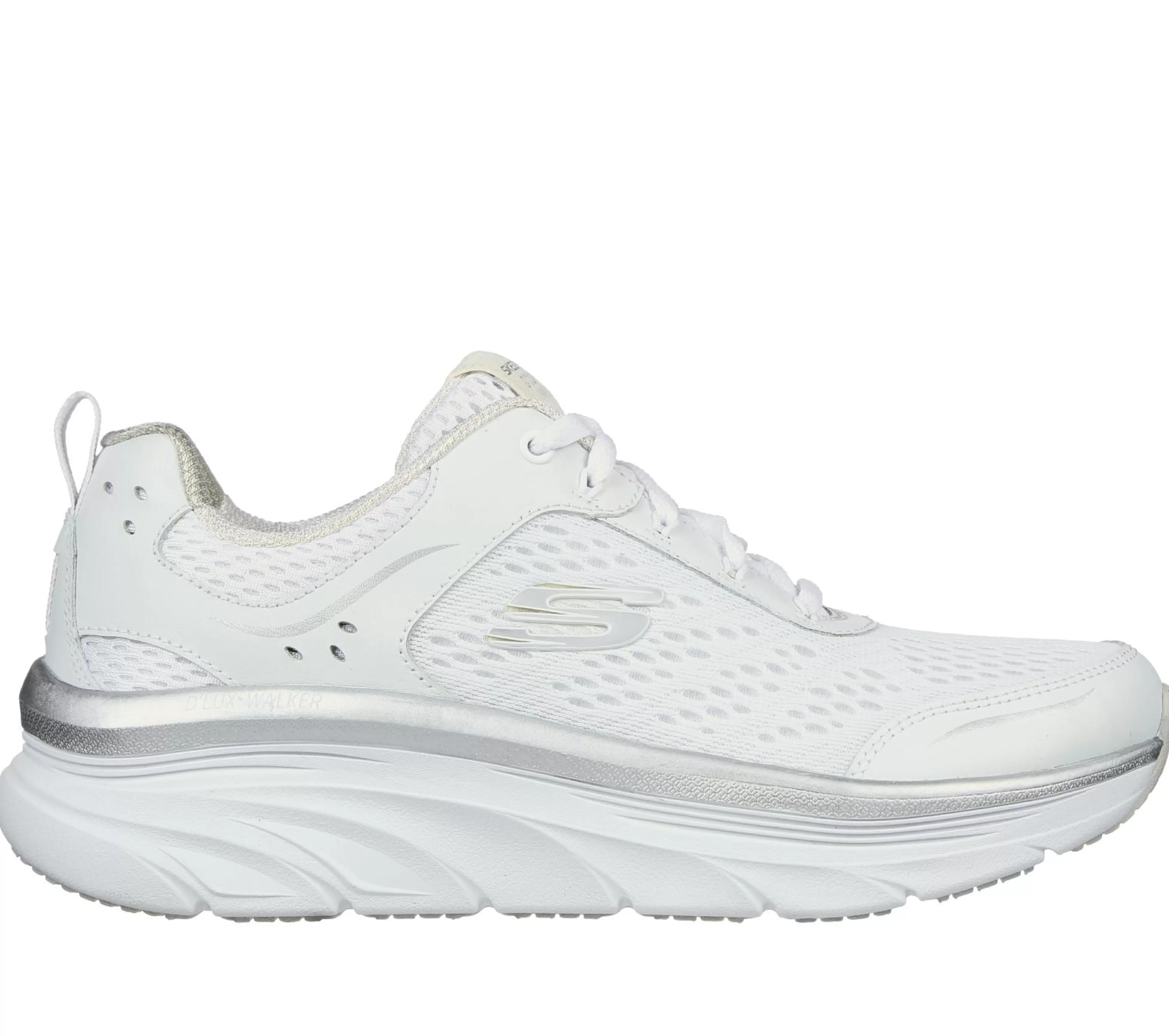 SKECHERS Veterschoenen | Sportieve Sneakers^Relaxed Fit: D'Lux Walker - Infinite Motion WIT / ZILVER