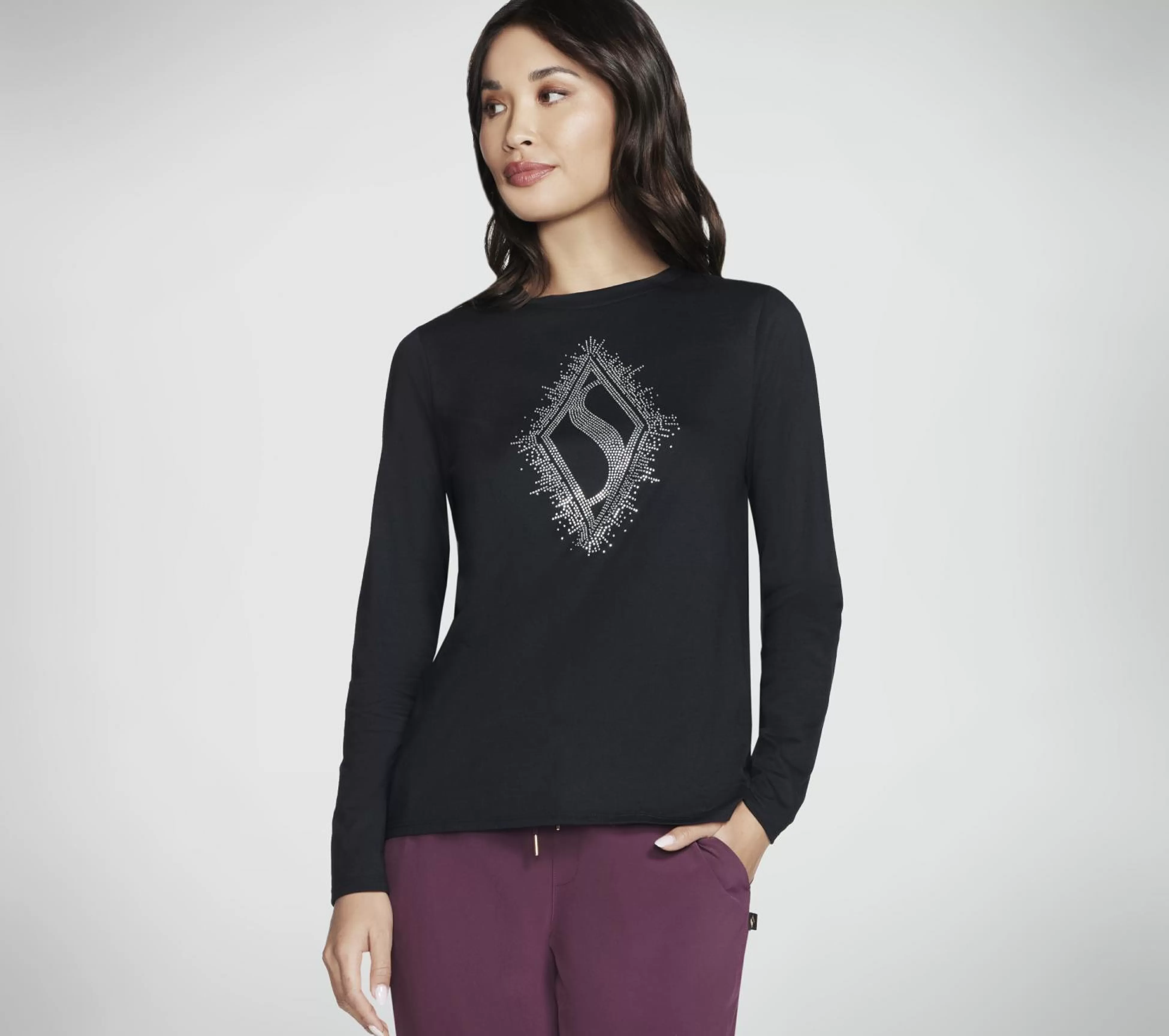 SKECHERS Tops | Tops^Rhinestone Burst Long Sleeve Tee ZWART