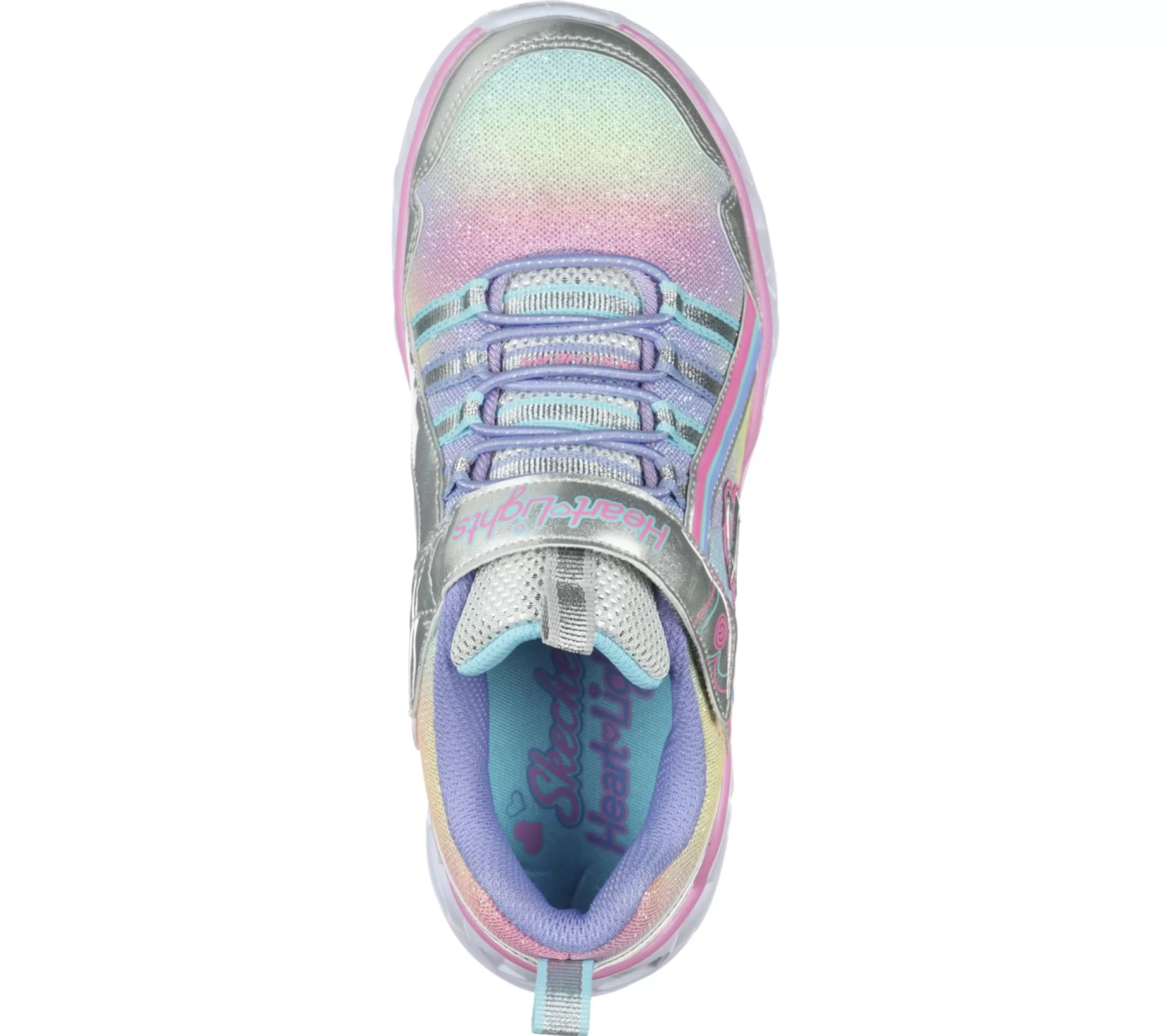 SKECHERS Lichtjes Schoenen | Sneakers^S Lights: Heart Lights - Rainbow Lux ZILVER / MULTI