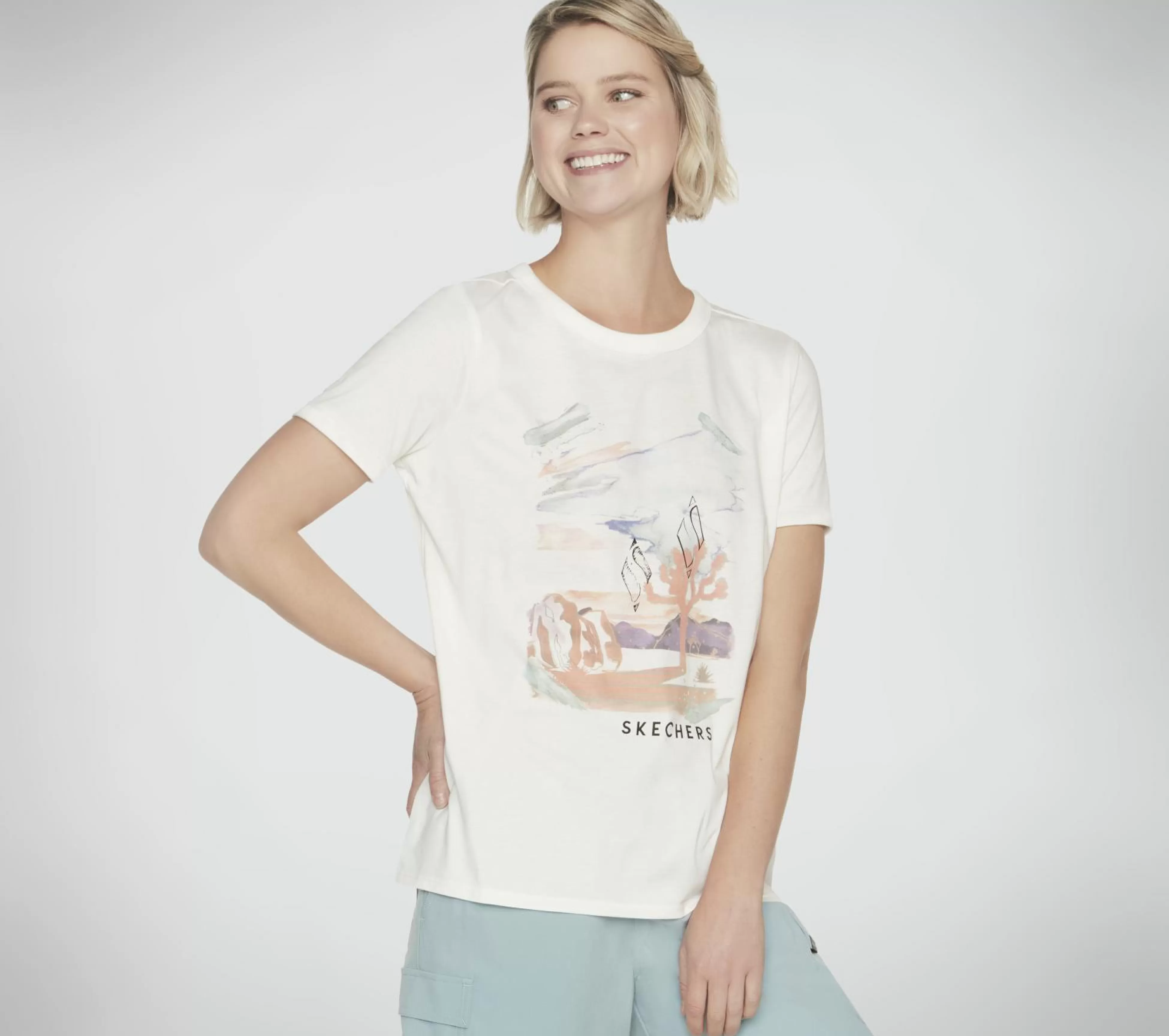 SKECHERS Tops | Tops^ Airbrush Tee WIT / ZILVER