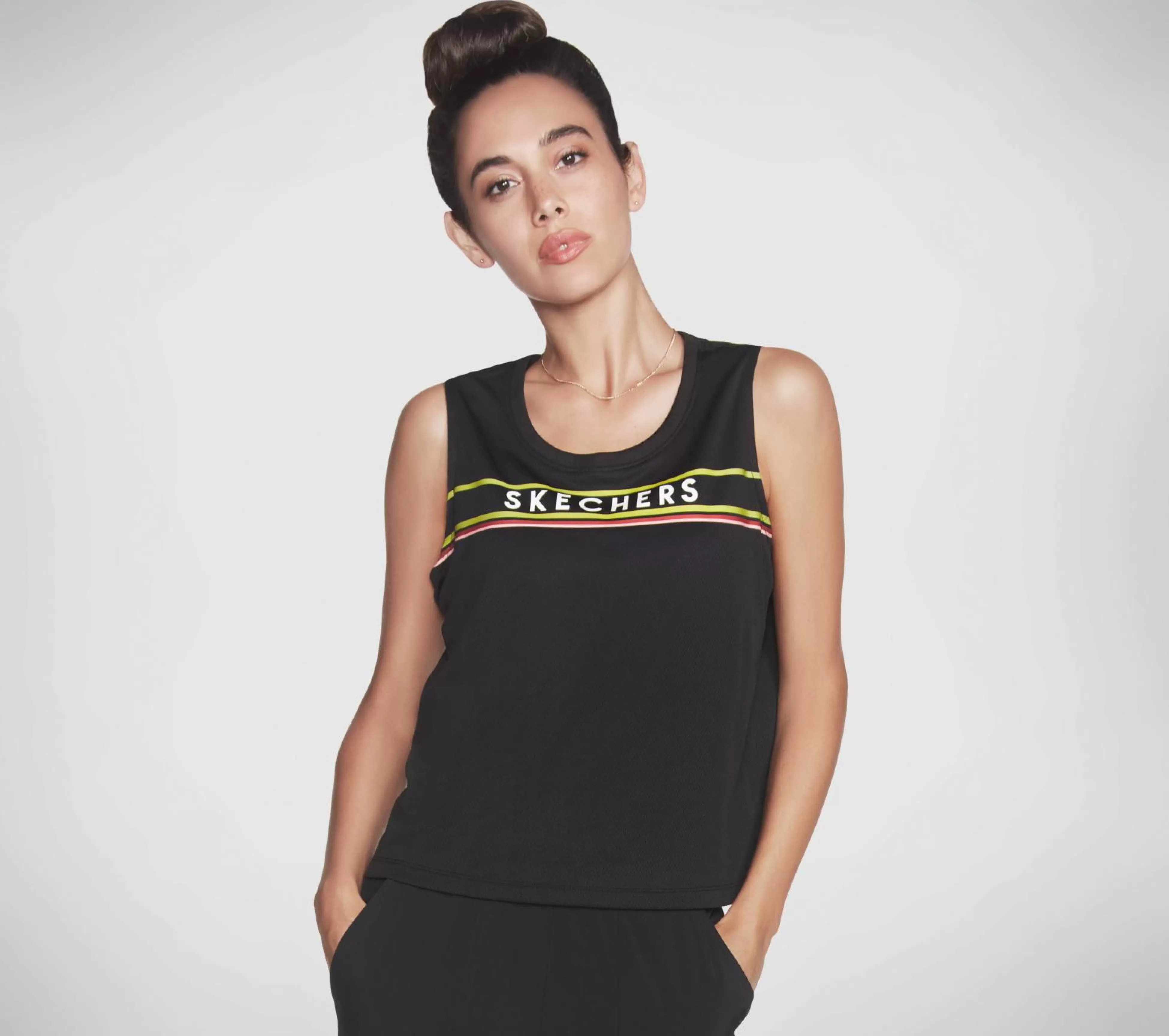 SKECHERS Tops | Tops^ Apparel Festive Mesh Tank Top ZWART