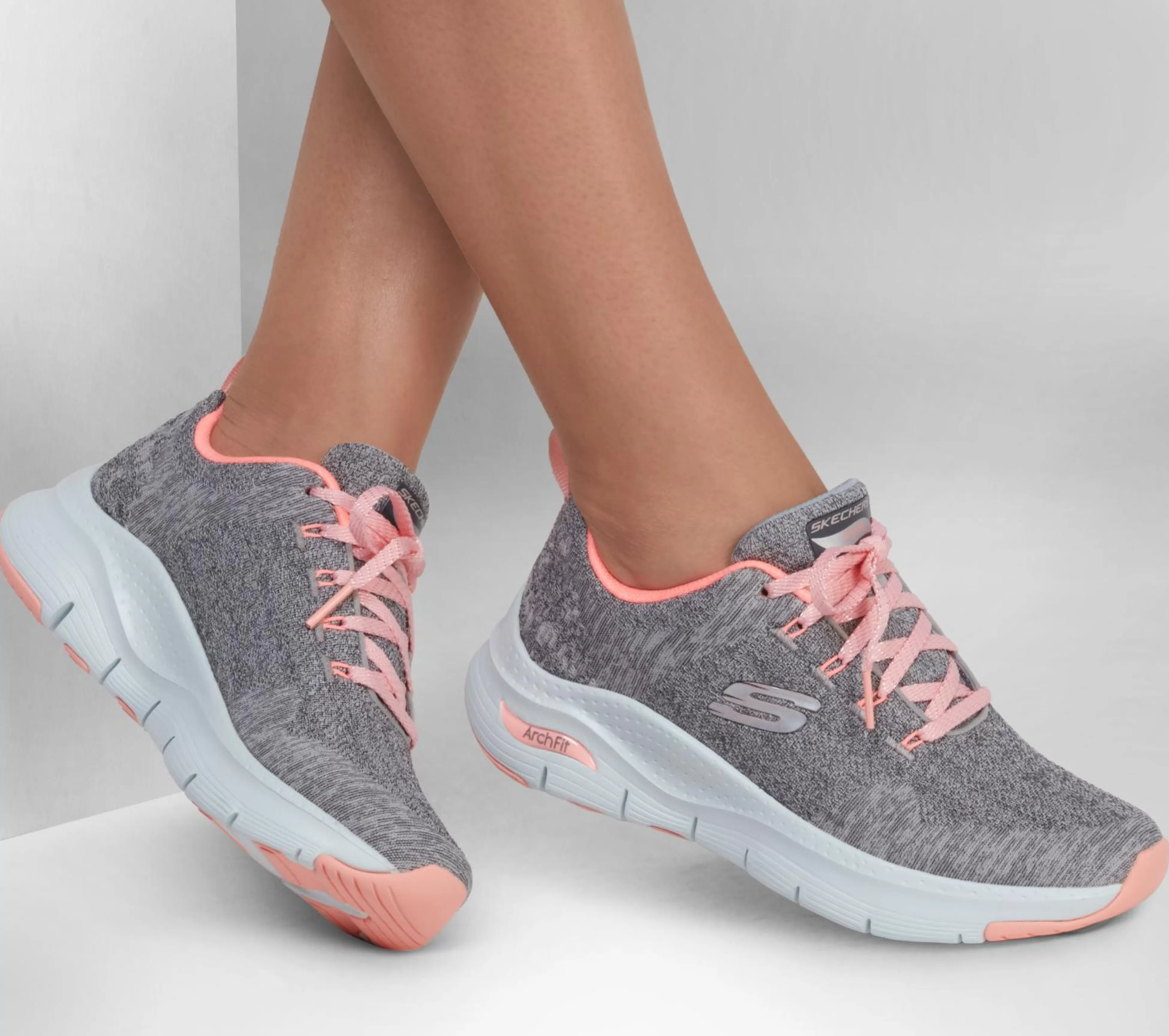 SKECHERS Veterschoenen | Sportieve Sneakers^ Arch Fit - Comfy Wave GRIJS / ROZE