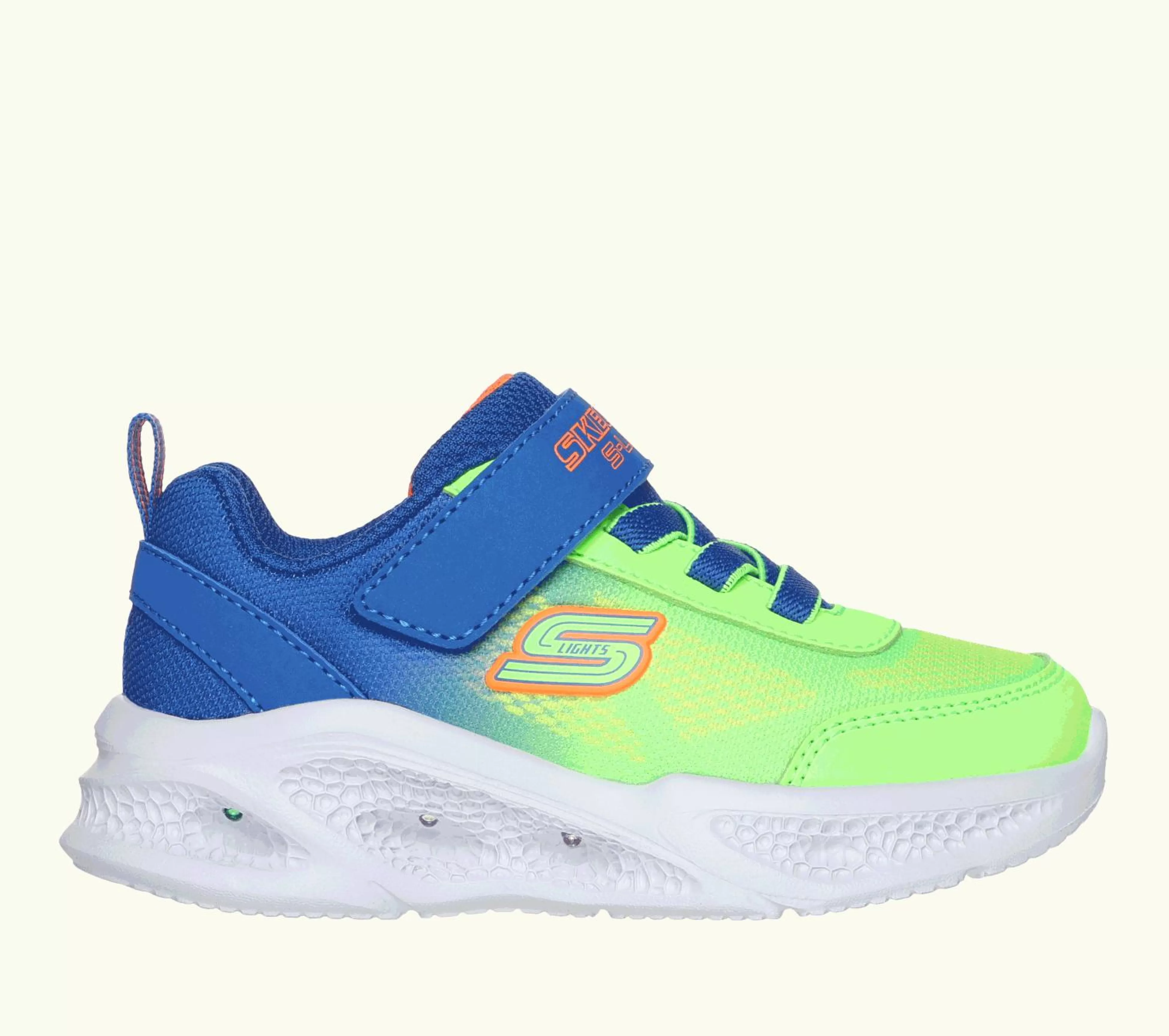 SKECHERS Lichtjes Schoenen | Instappers^ Meteor-Lights - Krendox BLAUW / LIMOEN