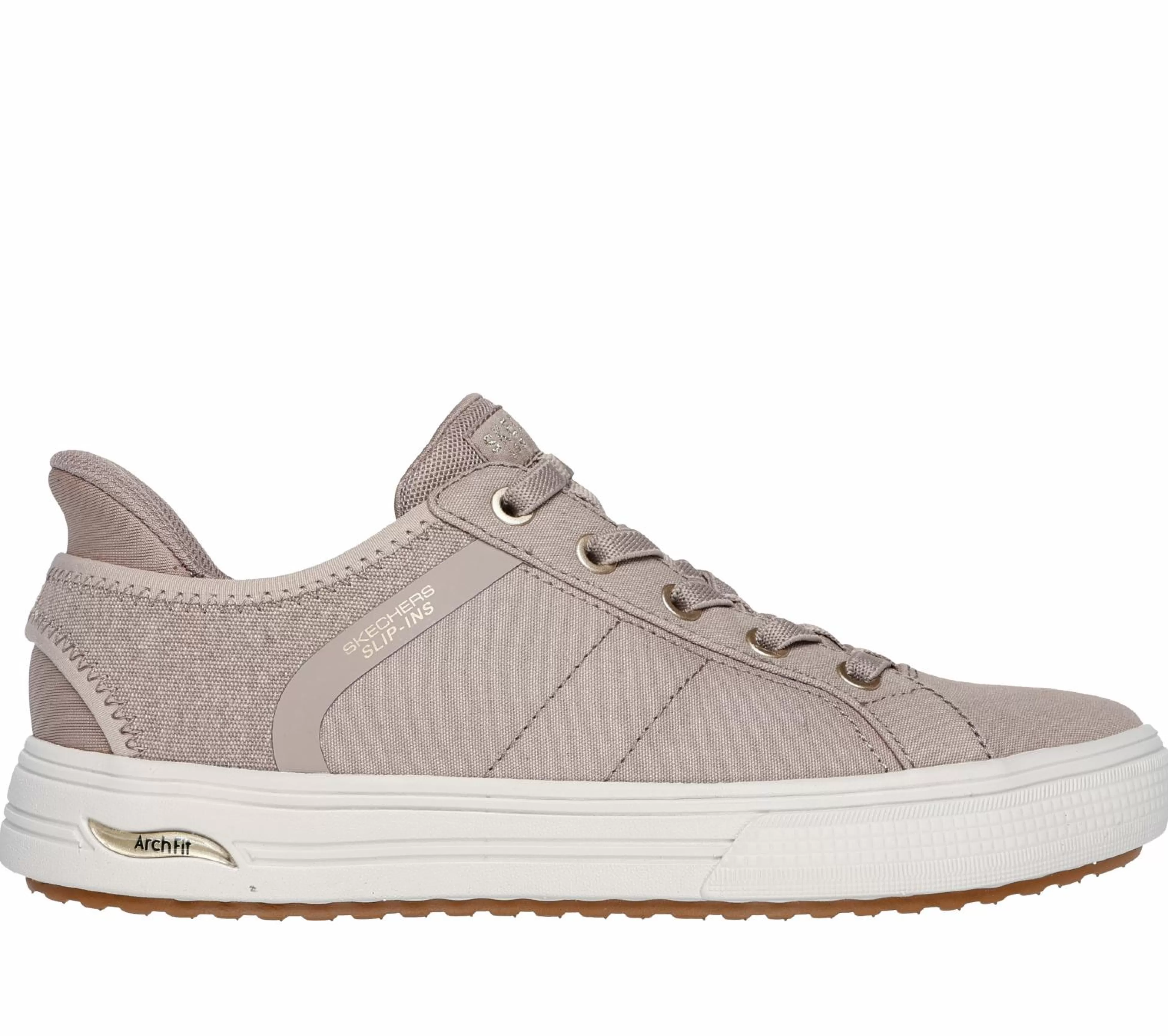 SKECHERS Canvas Schoenen | Instappers^ Slip-ins: Arch Fit Arcade - Forever Cozy TAUPE