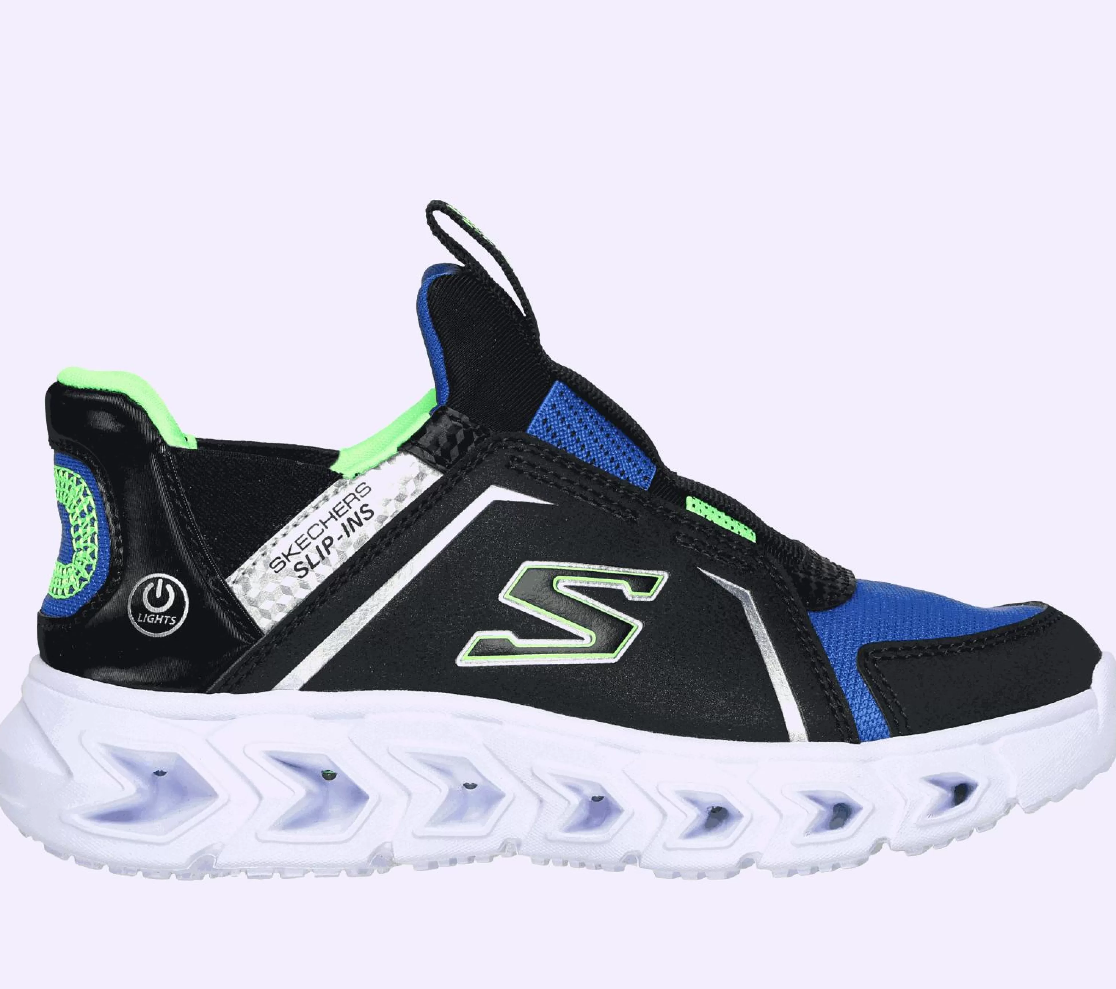 SKECHERS Lichtjes Schoenen | Instappers^ Slip-ins: Hypno-Flash 2.0 - Vexlux ZWART / BLAUW / LIMOEN