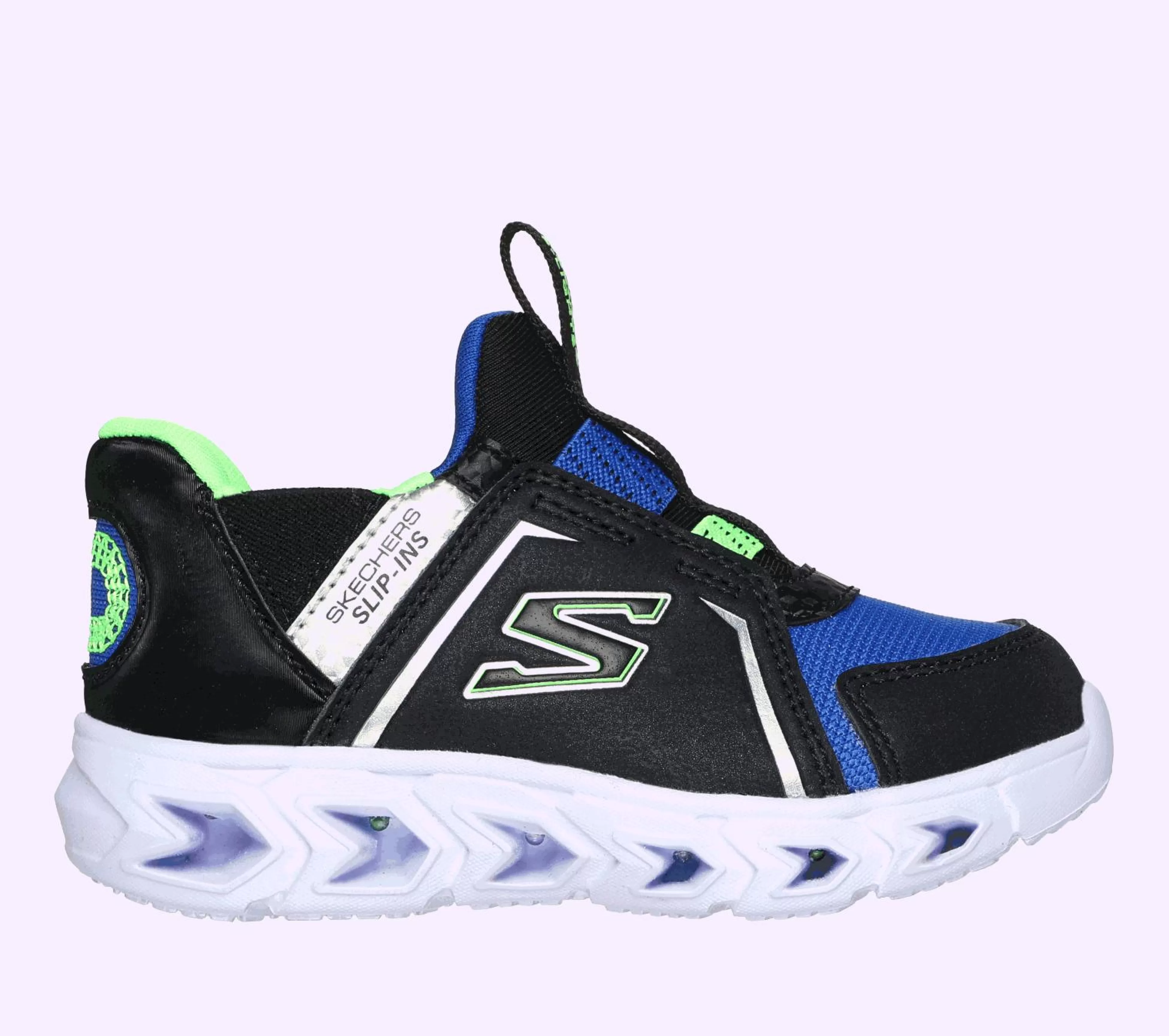 SKECHERS Lichtjes Schoenen | Instappers^ Slip-ins: Hypno-Flash 2.0 - Vexlux ZWART / BLAUW / LIMOEN