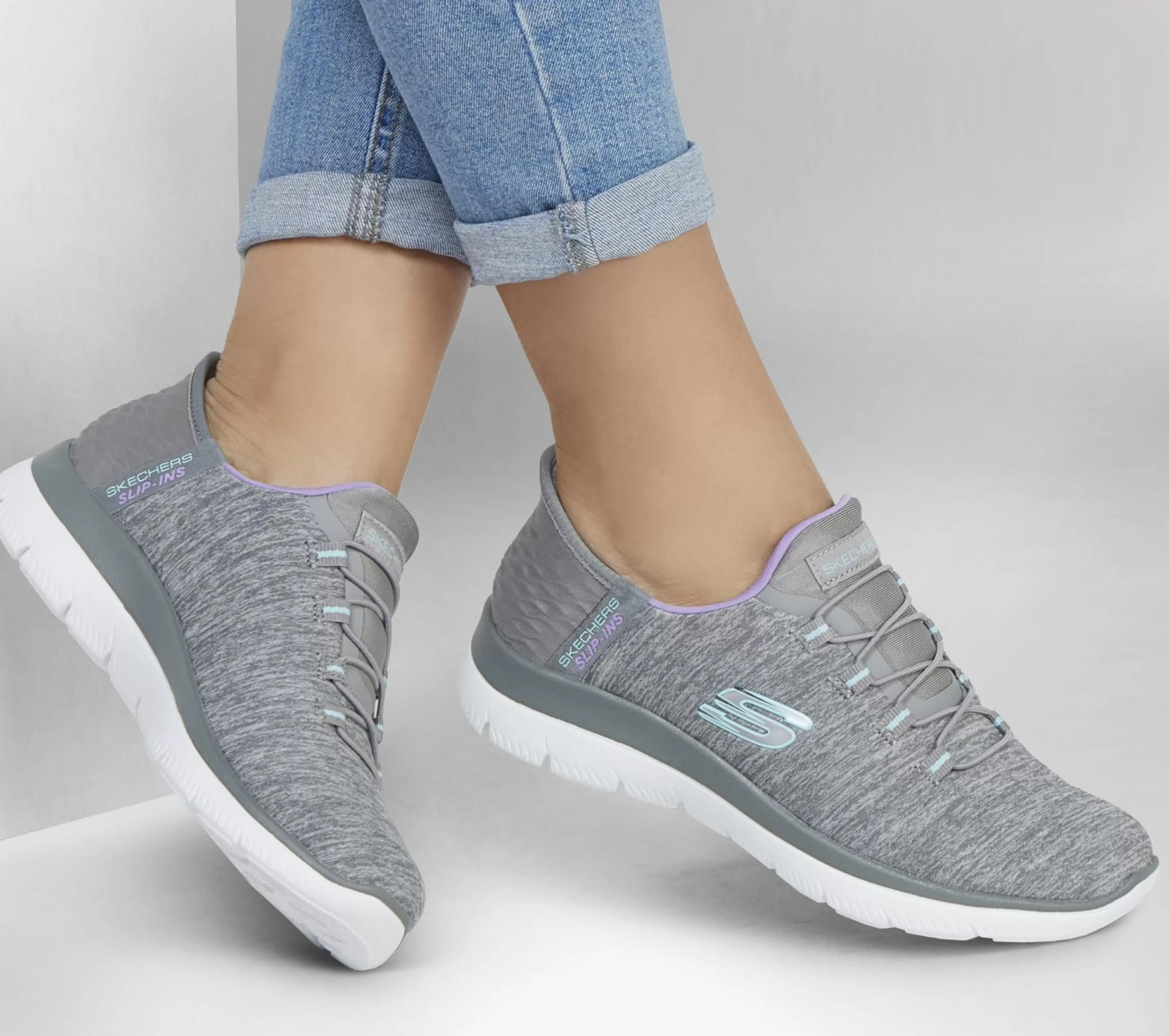 SKECHERS Instappers | Sportieve Sneakers^ Slip-ins: Summits - Dazzling Haze GRIJS / MULTI