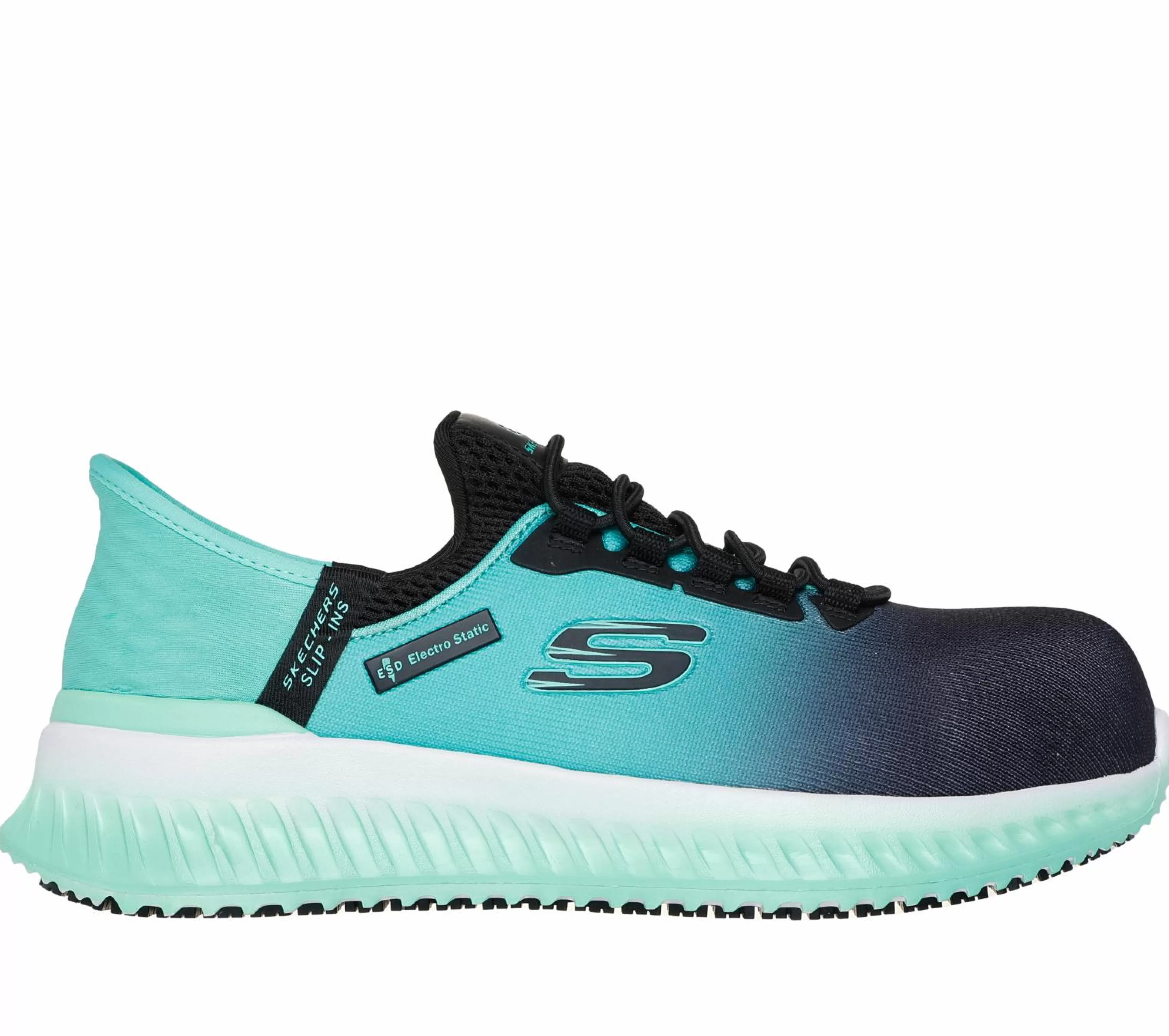 SKECHERS Work | Instappers^ Slip-ins Work: Tilido - Ombray ZWART / TEAL