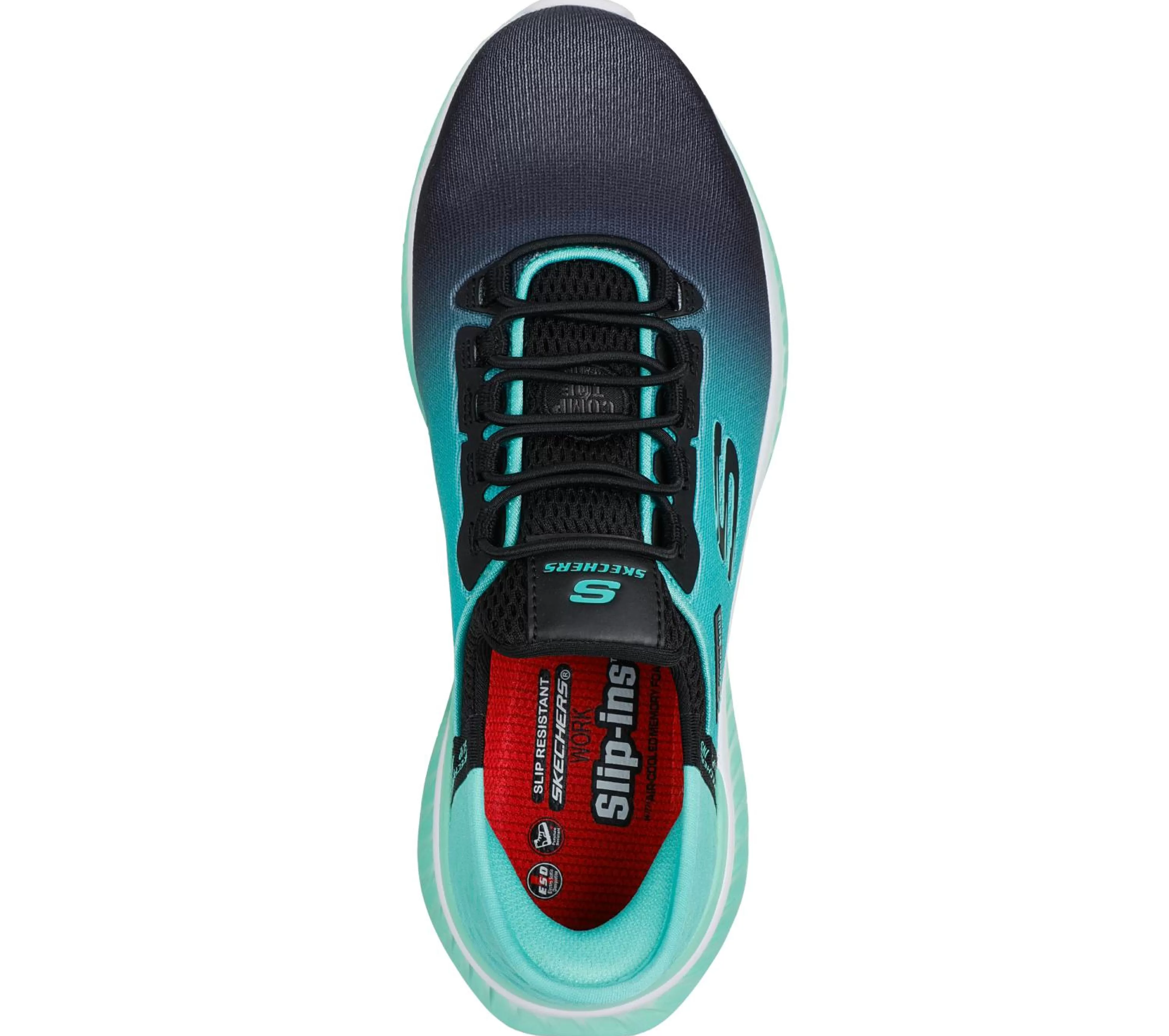 SKECHERS Work | Instappers^ Slip-ins Work: Tilido - Ombray ZWART / TEAL