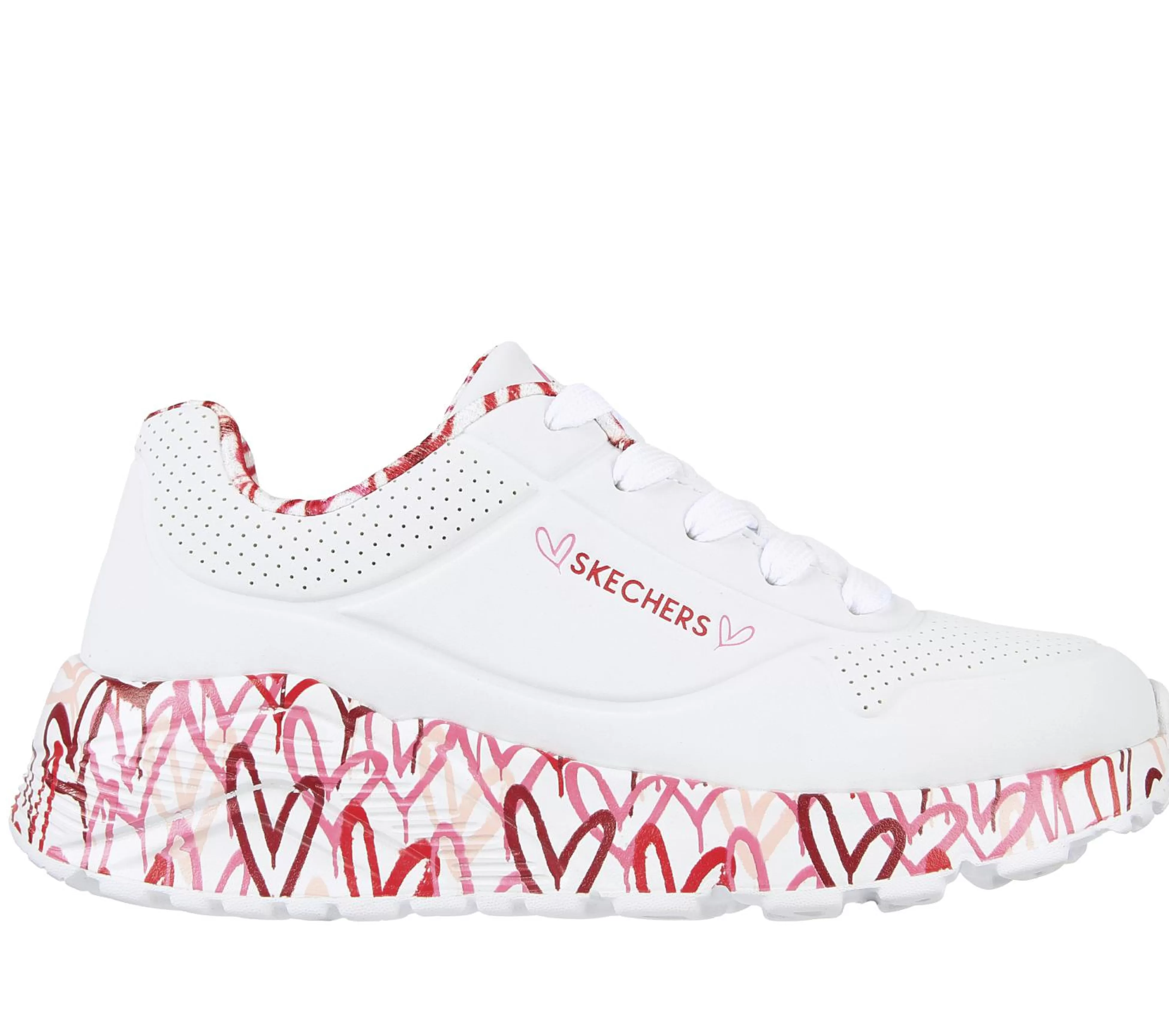 SKECHERS Veterschoenen | Sneakers^ X JGoldcrown: Uno Lite - Lovely Luv WIT / ROOD / ROZE