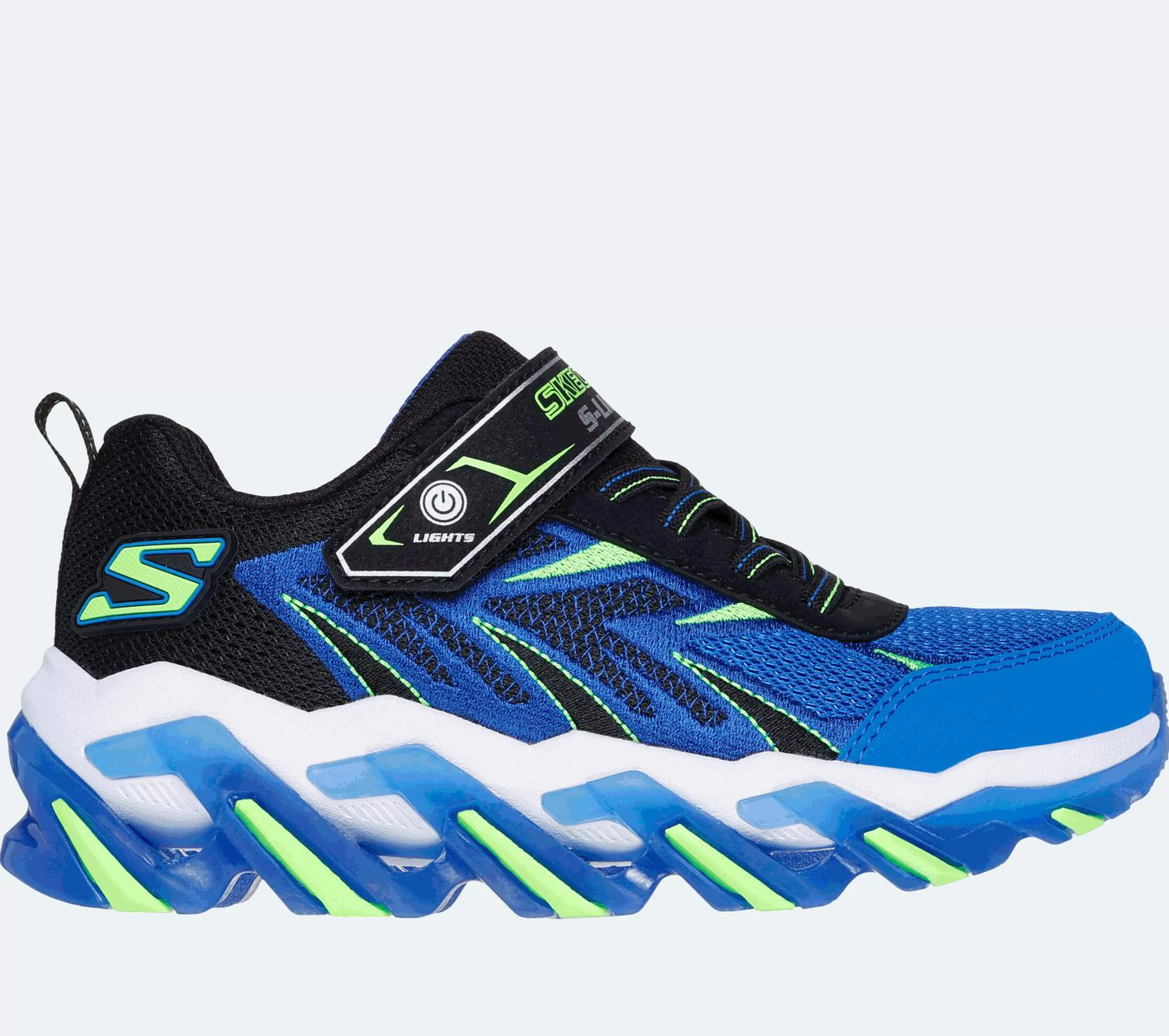 SKECHERS Lichtjes Schoenen | Instappers^S-Lights: Mega-Surge 2.0 ZWART / BLAUW / LIMOEN