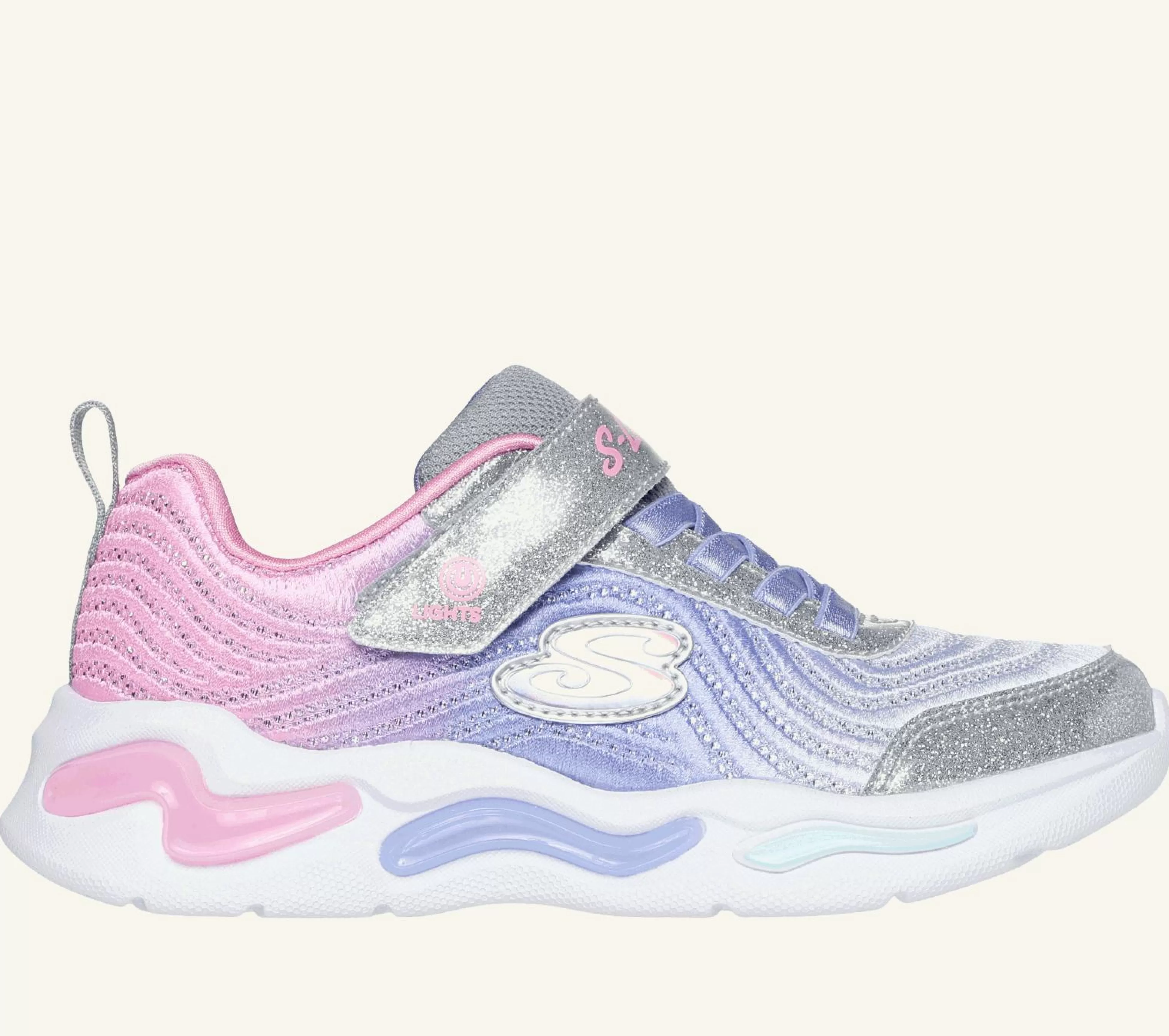 SKECHERS Lichtjes Schoenen | Instappers^S-Lights: Wavy Beams - Ombre Express ZILVER / MULTI