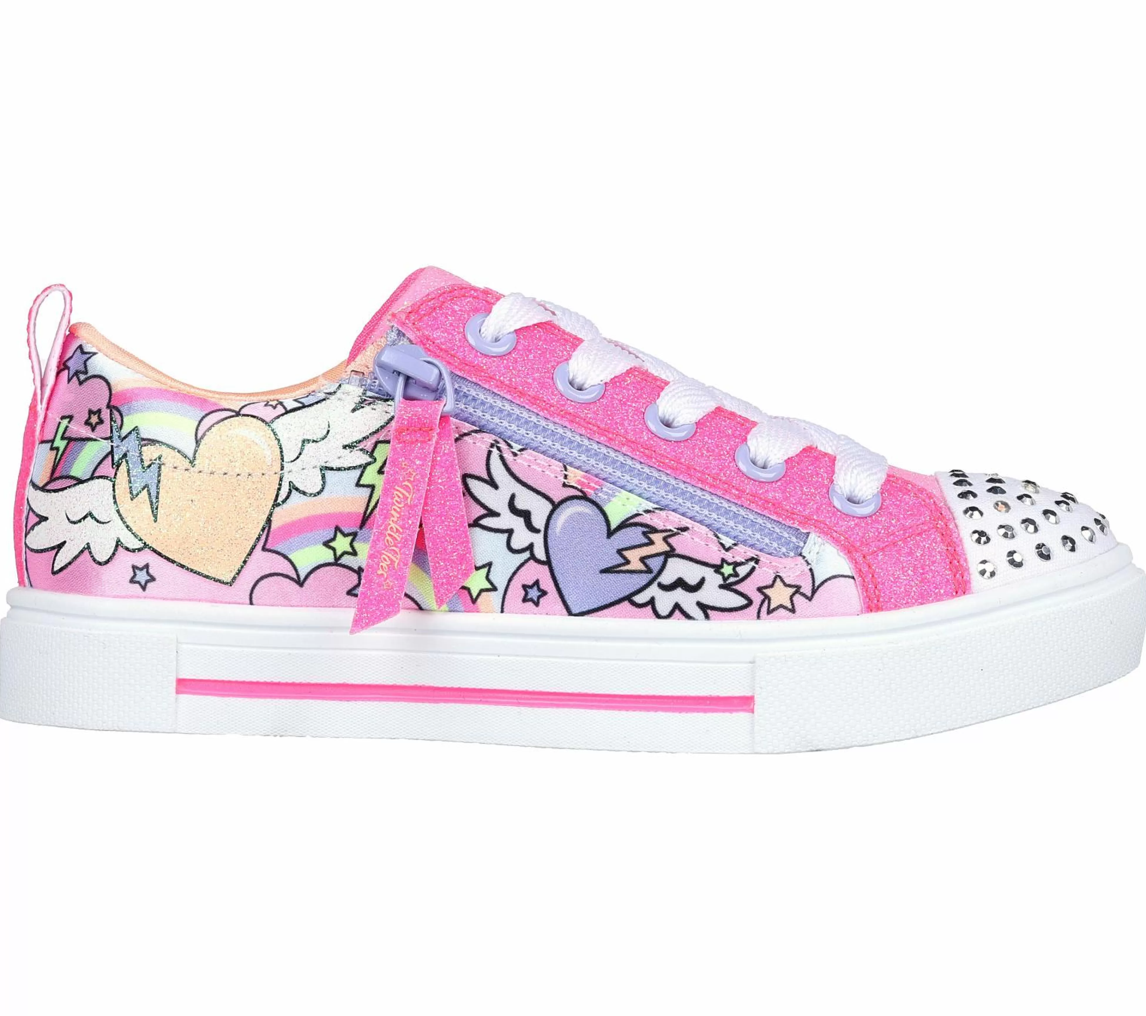 SKECHERS Lichtjes Schoenen | Veterschoenen^Twinkle Toes: Twinkle Sparks - Flying Hearts HEET ROZE / MULTI